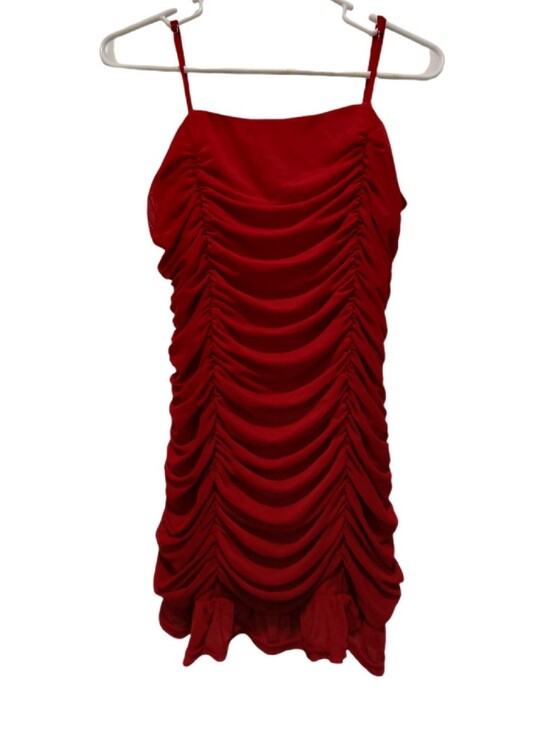 J.O.A. Dresses & Skirts - J.O.A. Red Ruched Mini Dress with Spaghetti Straps